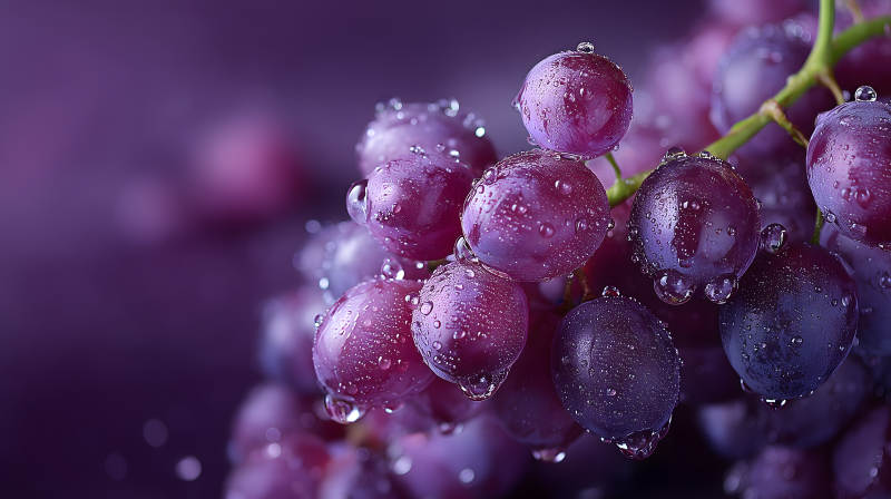 紫葡萄特写水珠晶莹剔透图片