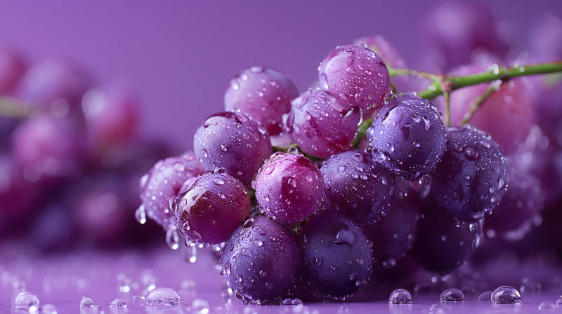 紫葡萄水珠特写图片