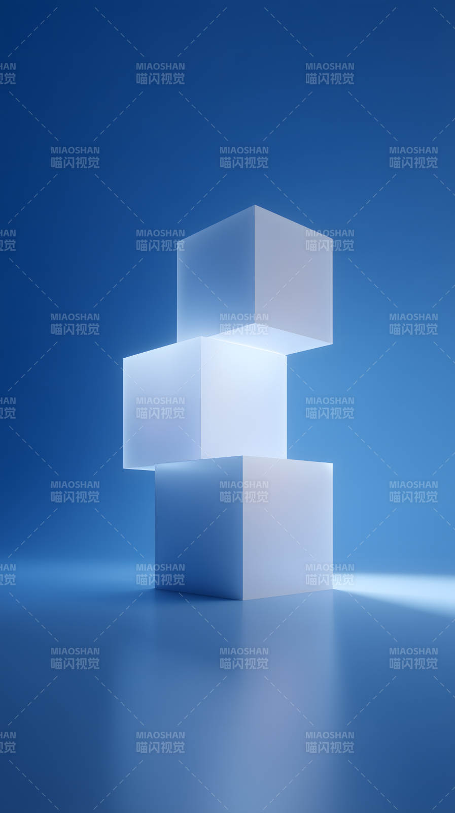 蓝色立方体堆叠抽象艺术图片