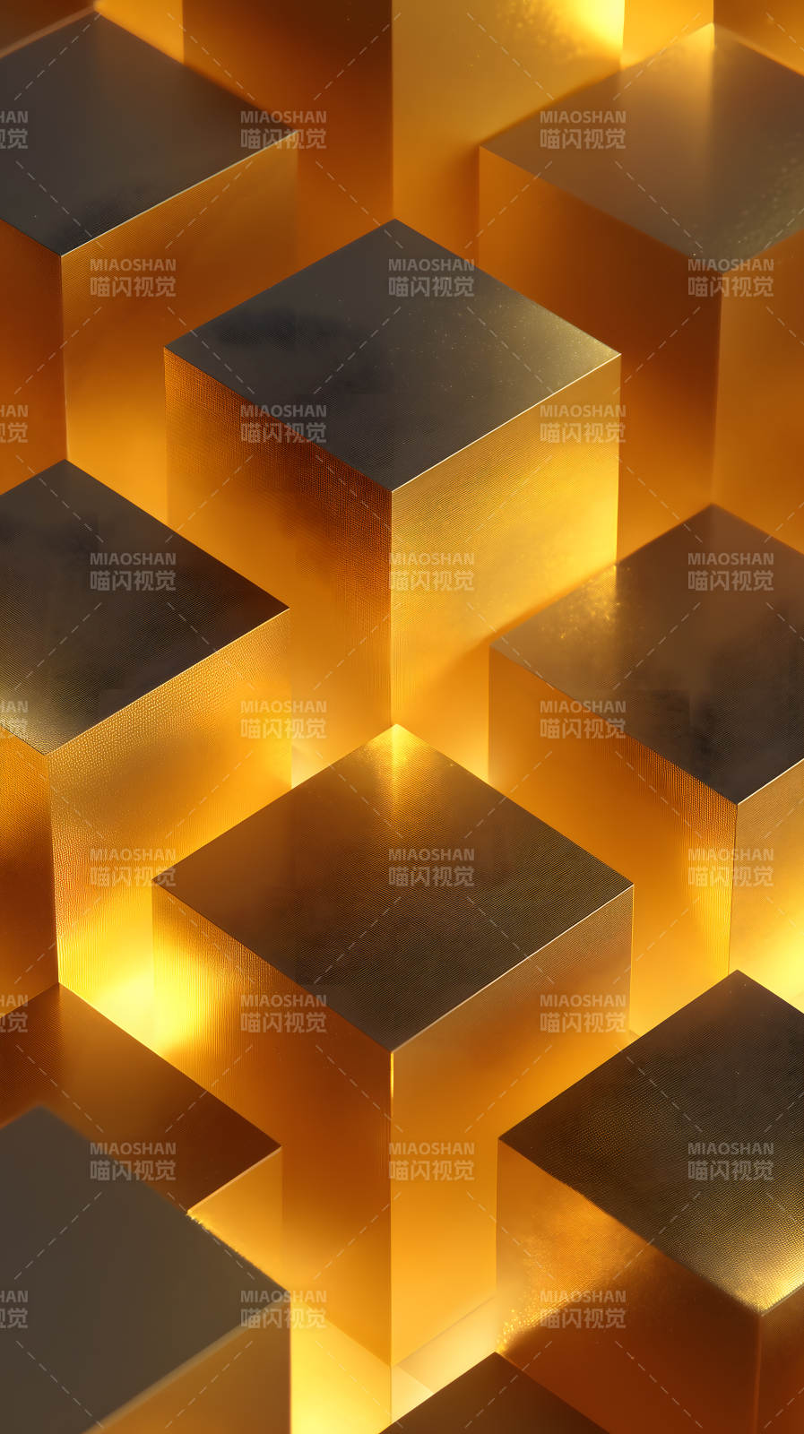 金色立方体光影图片