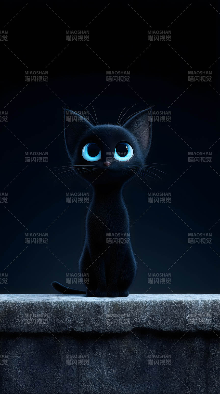 黑猫凝视夜空图片