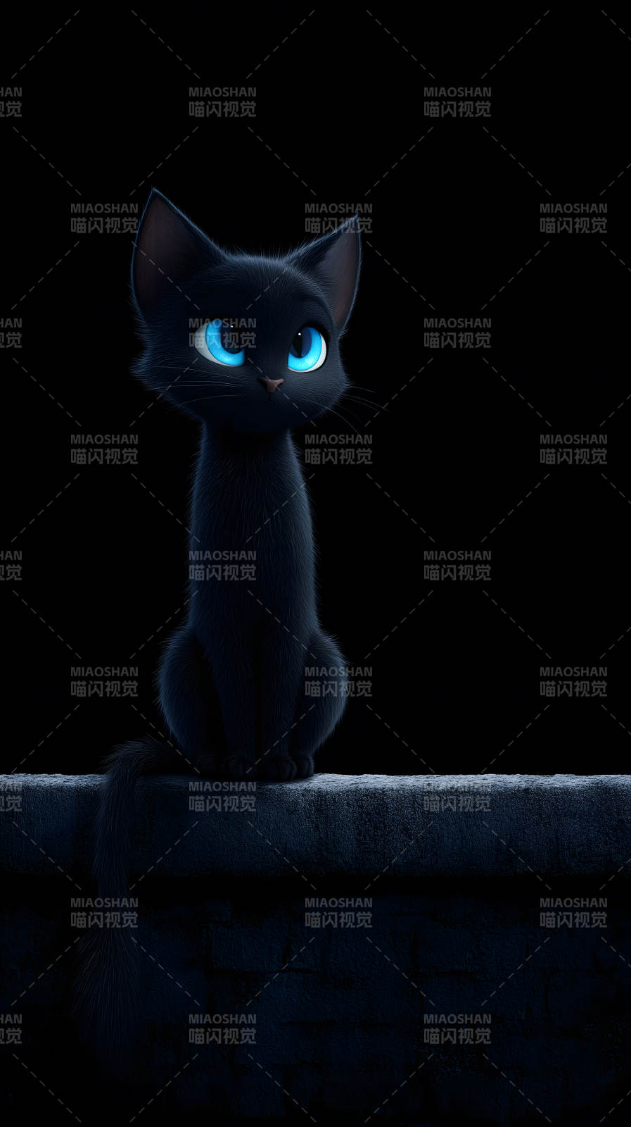 黑猫凝视夜空图片