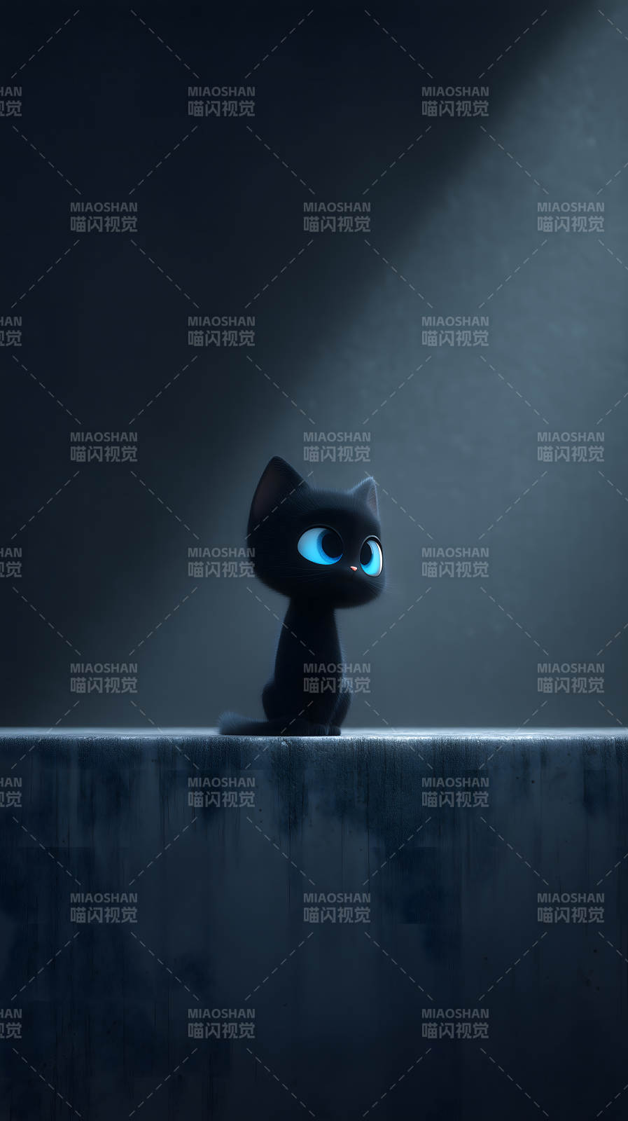 可爱黑猫夜晚凝视图片