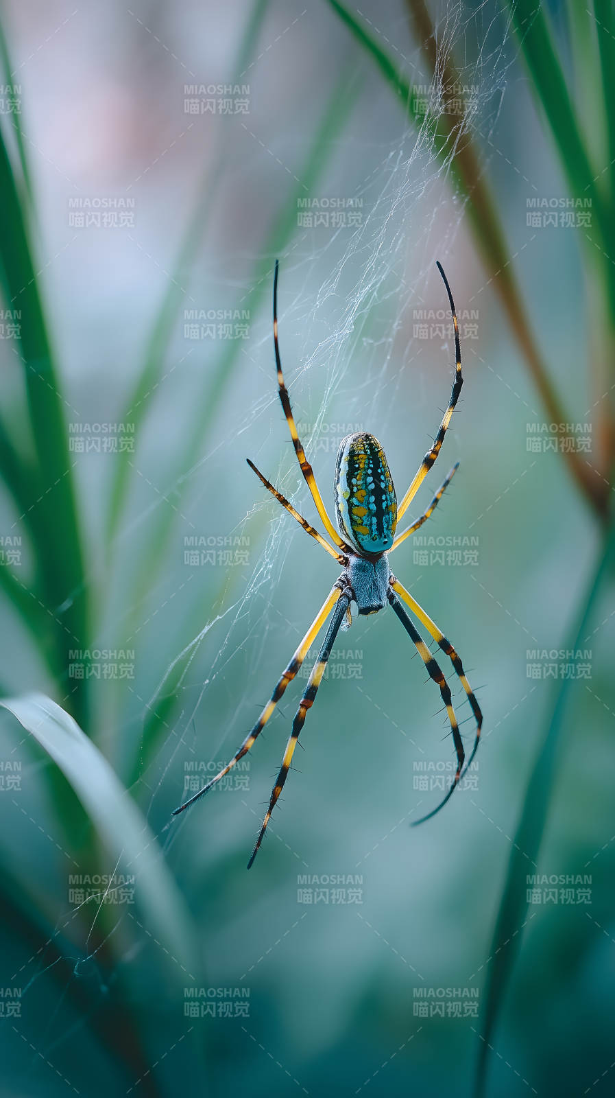 蜘蛛织网色彩鲜艳图片