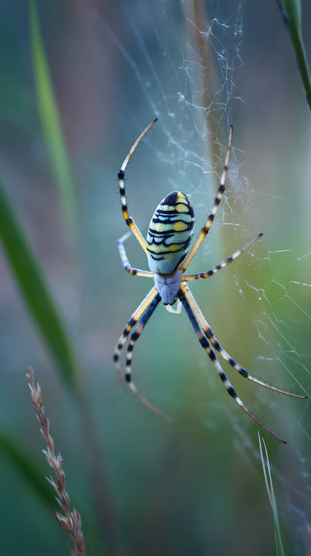 蜘蛛织网细节特写图片