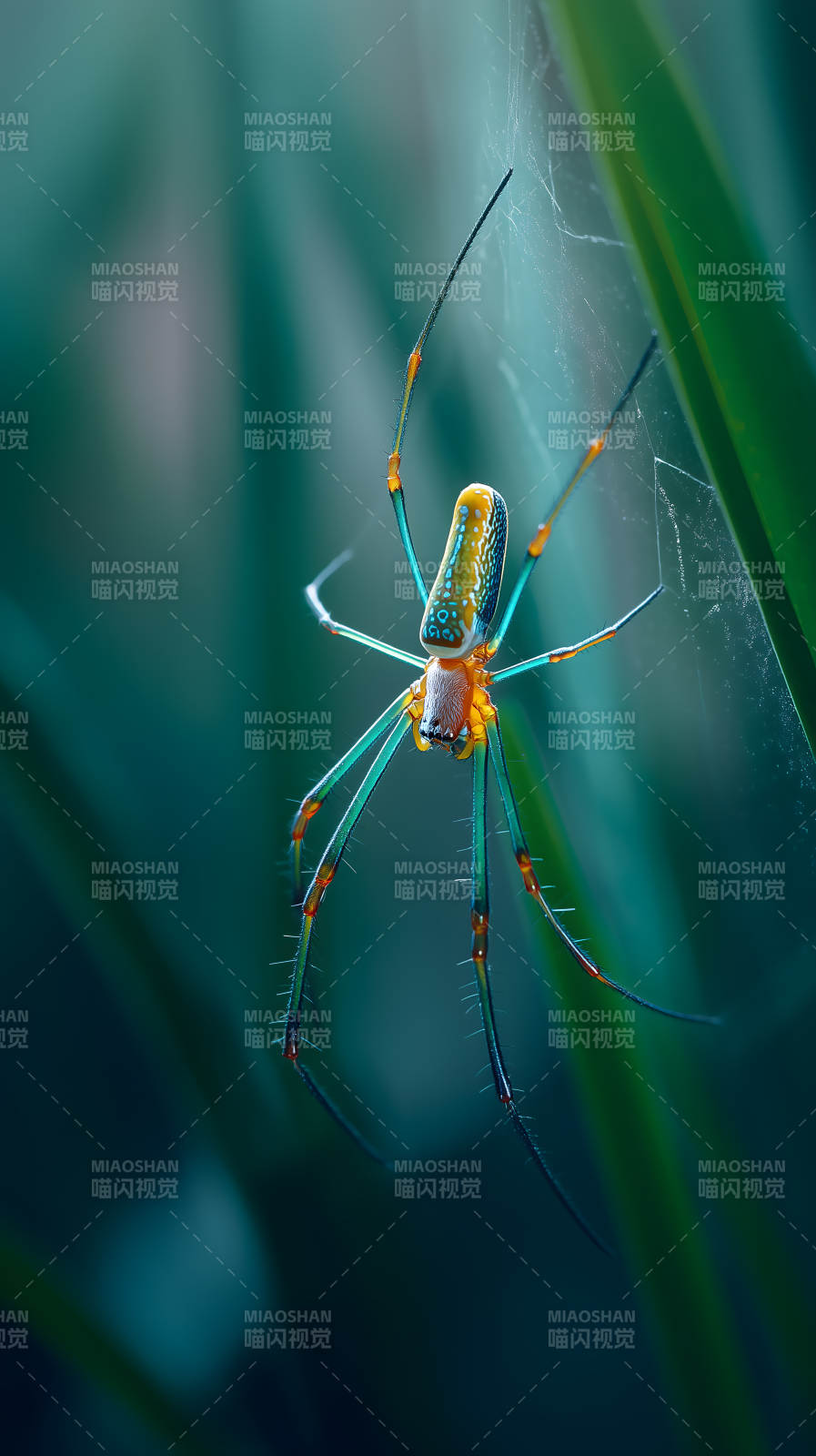 蜘蛛织网色彩鲜艳图片