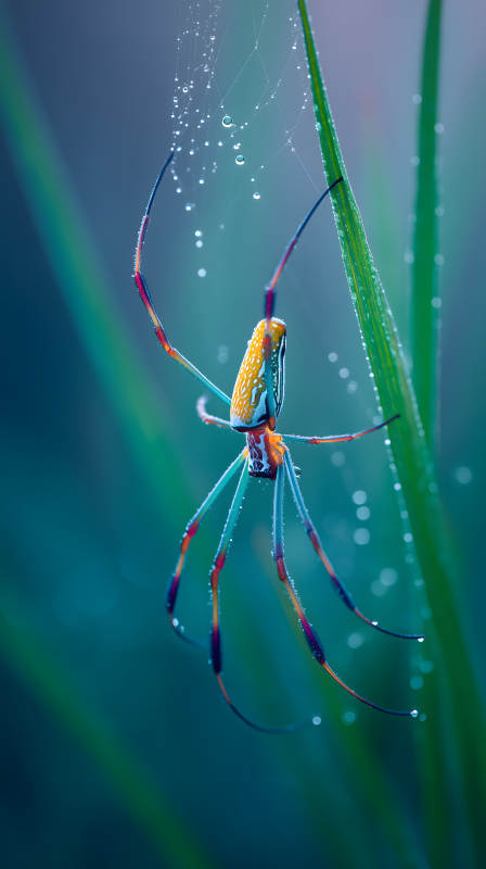 蜘蛛网上的美丽蜘蛛图片