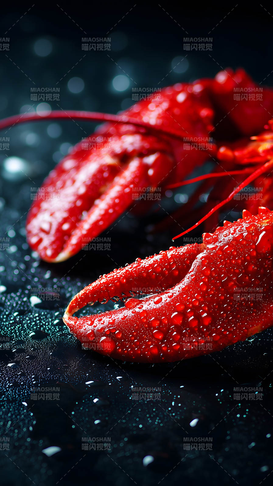 鲜红龙虾细节特写图片