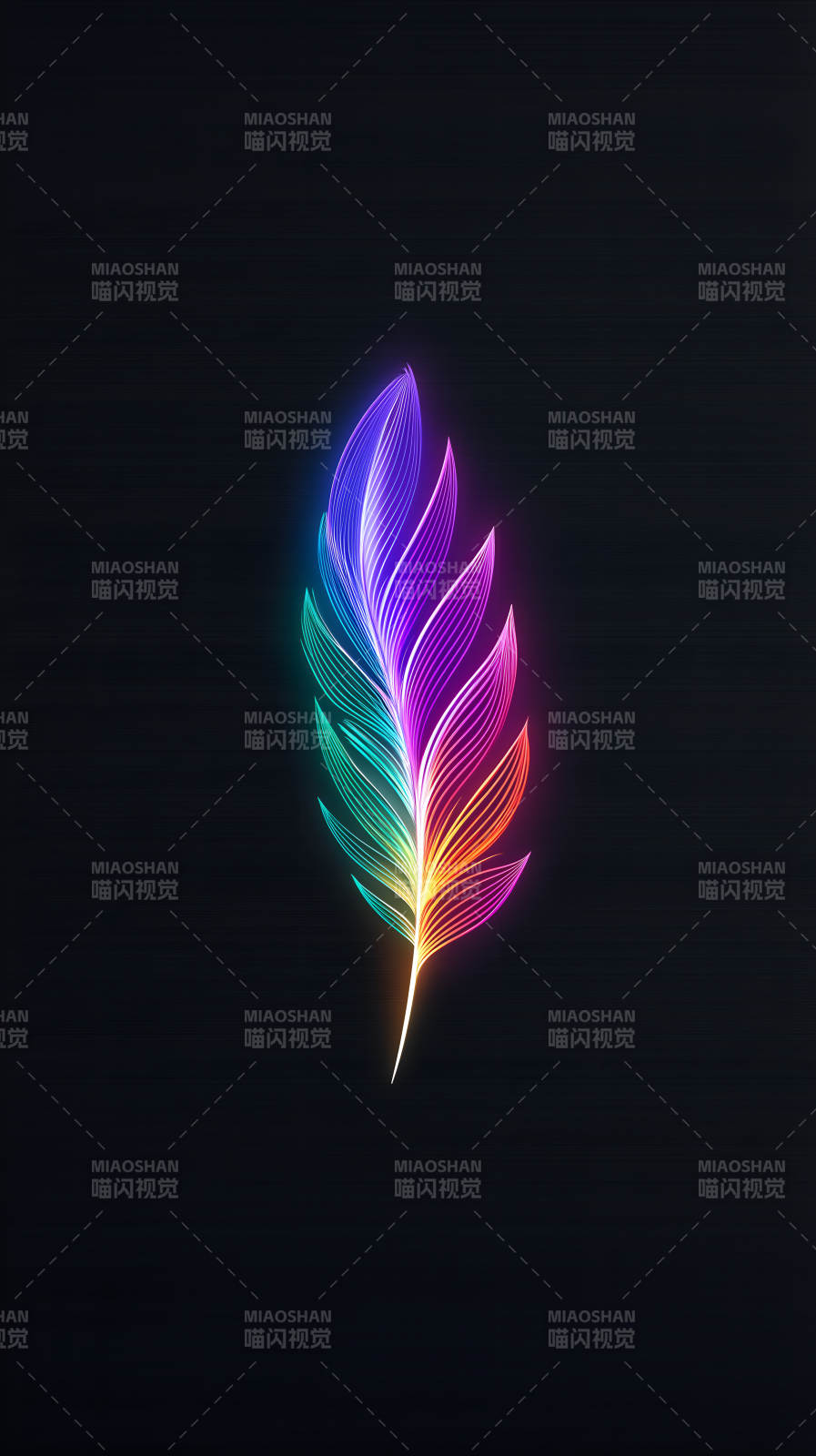 霓虹羽毛黑夜发光图片