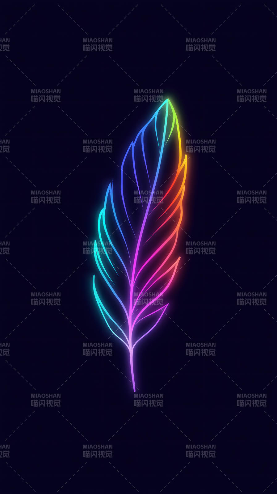霓虹羽毛黑色背景图片