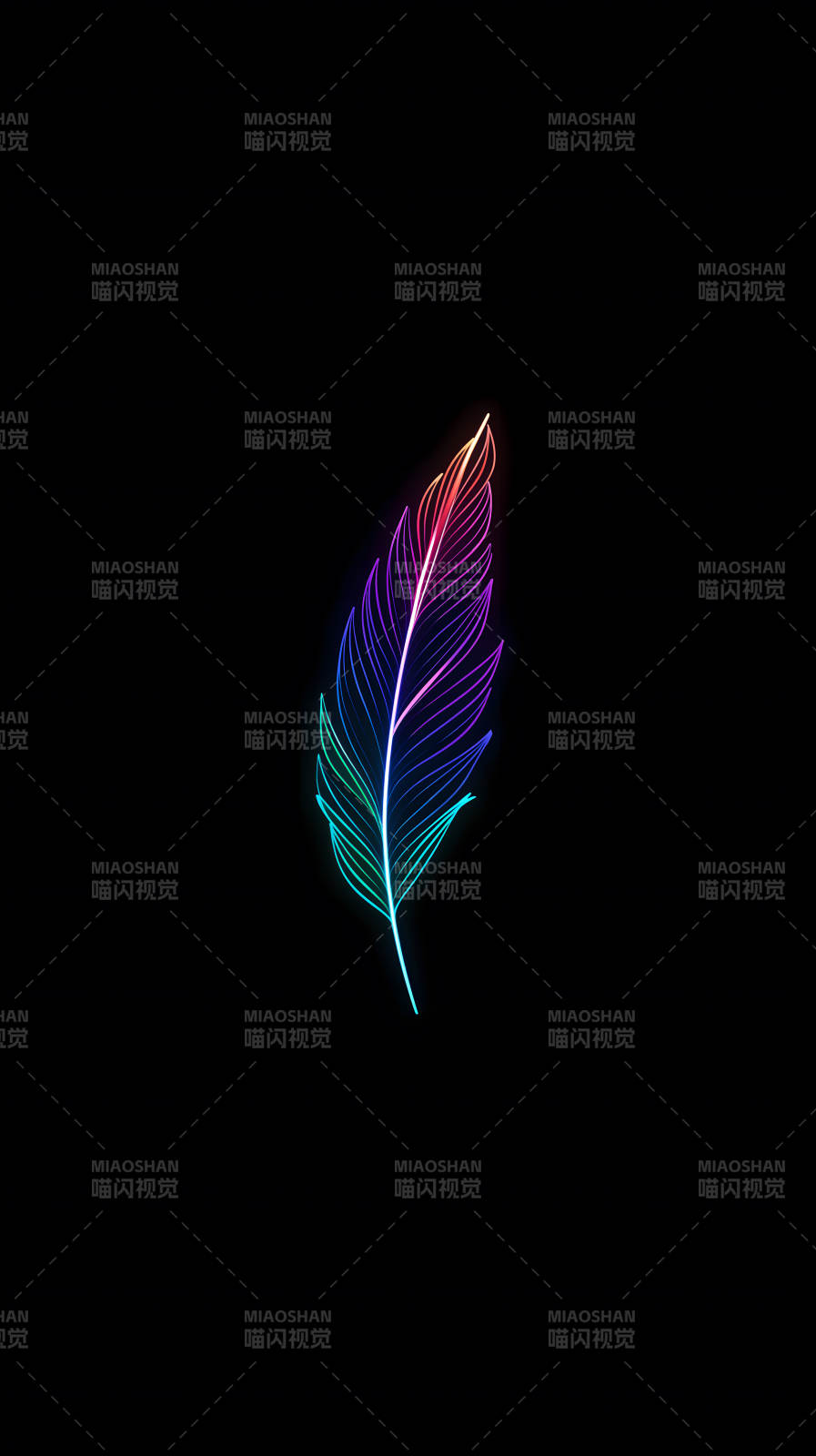 霓虹羽毛黑色背景图片