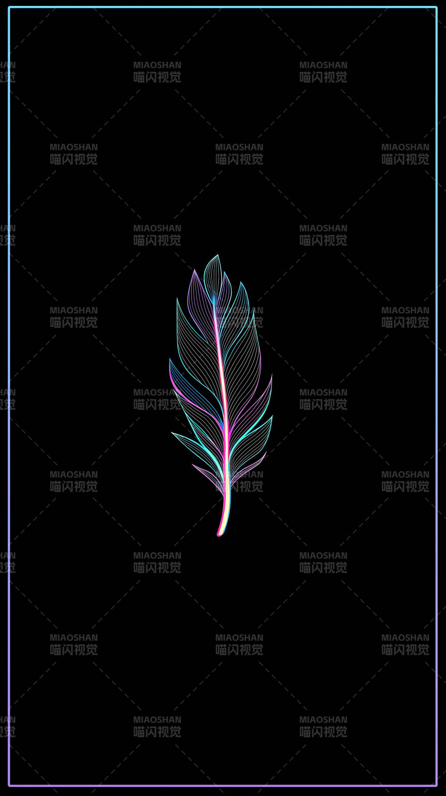 黑底羽毛霓虹光效图片
