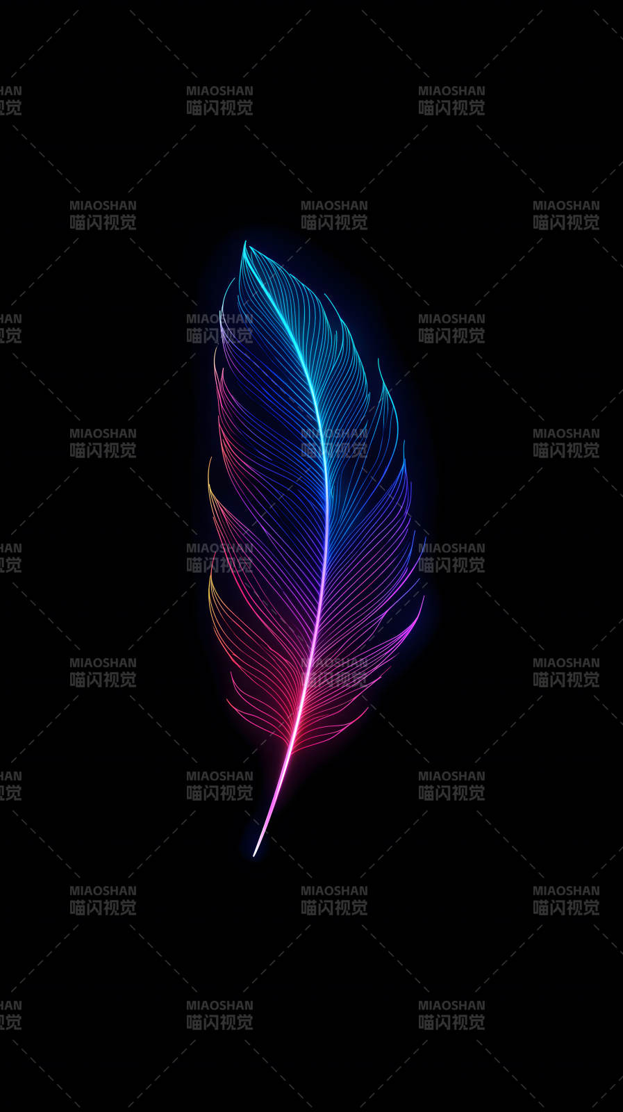 发光的羽毛在黑色背景上图片