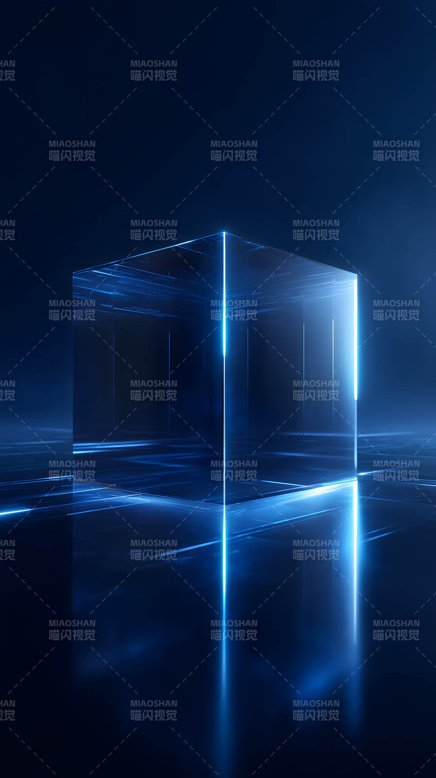 蓝色立方体科幻光影图片