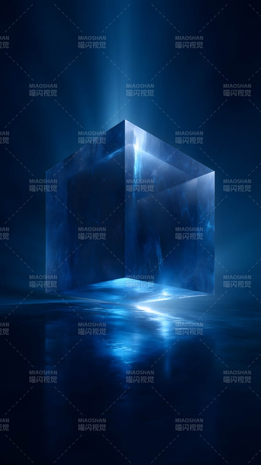 蓝光立方体抽象艺术图片