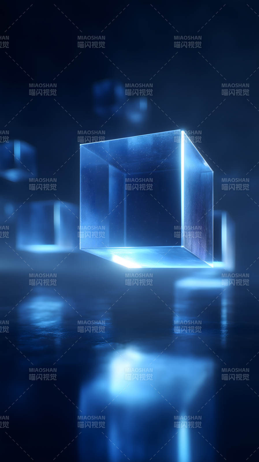 蓝色立方体科幻风格图片