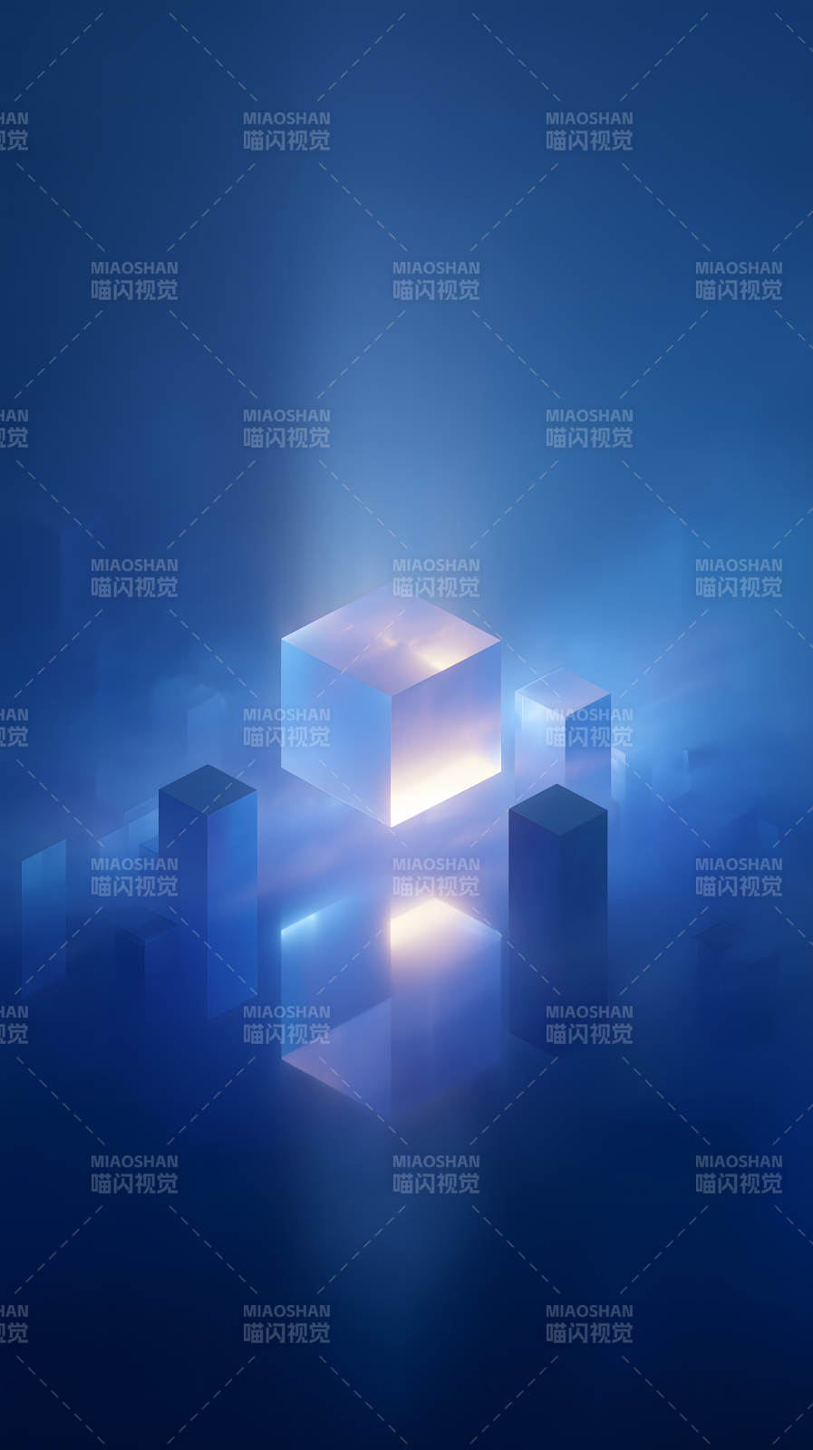 发光立方体抽象背景图片