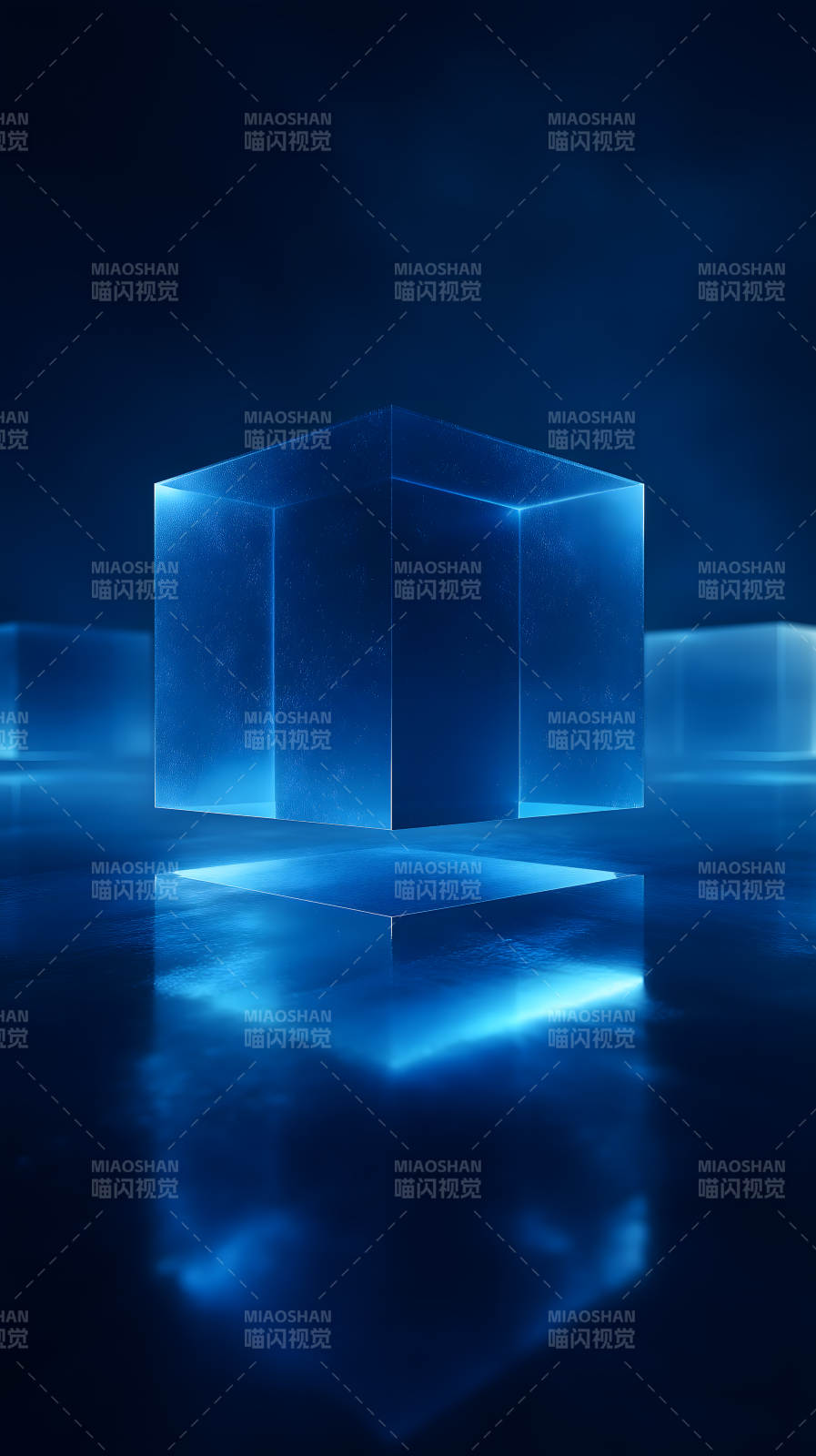 蓝色立方体科技感十足图片