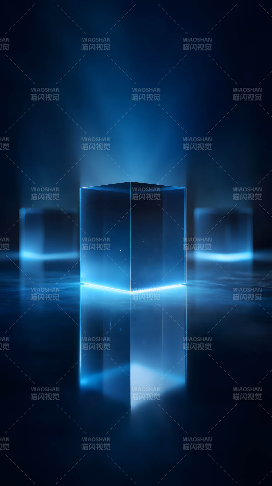 蓝色立方体光影图片