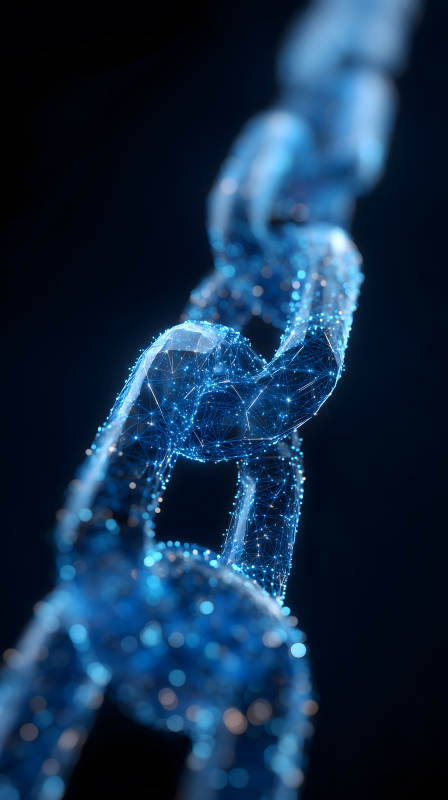 蓝色链条连接抽象世界图片