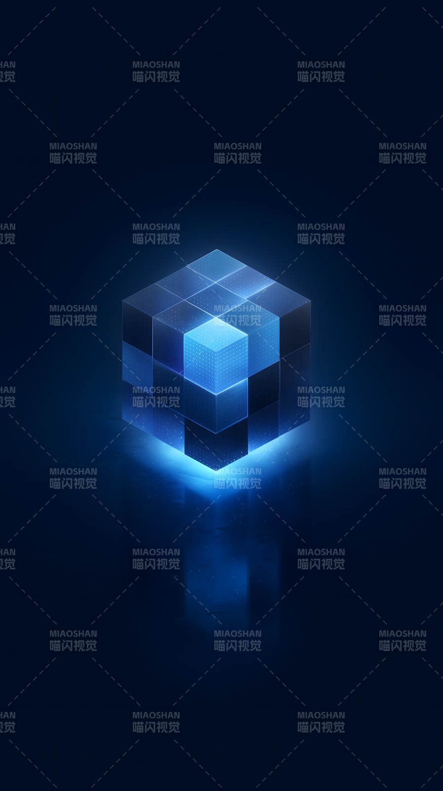 发光立方体科技感十足图片