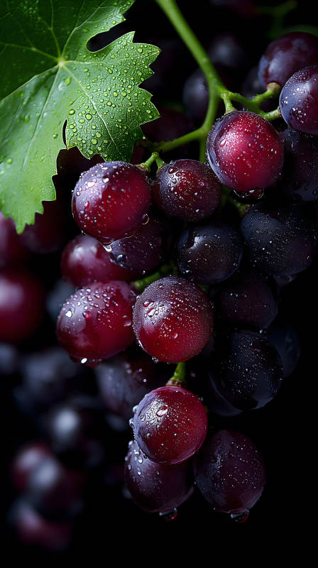 红葡萄特写晶莹剔透图片