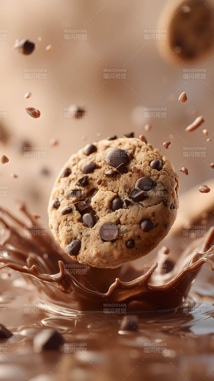 巧克力饼干飞溅图片
