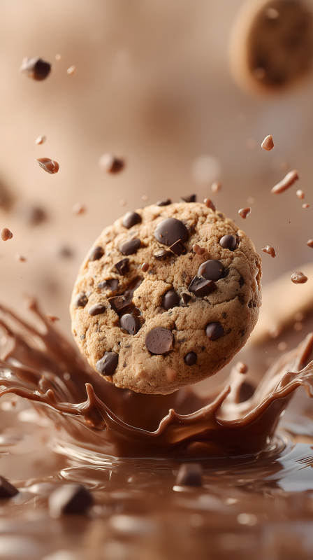 巧克力饼干飞溅图片