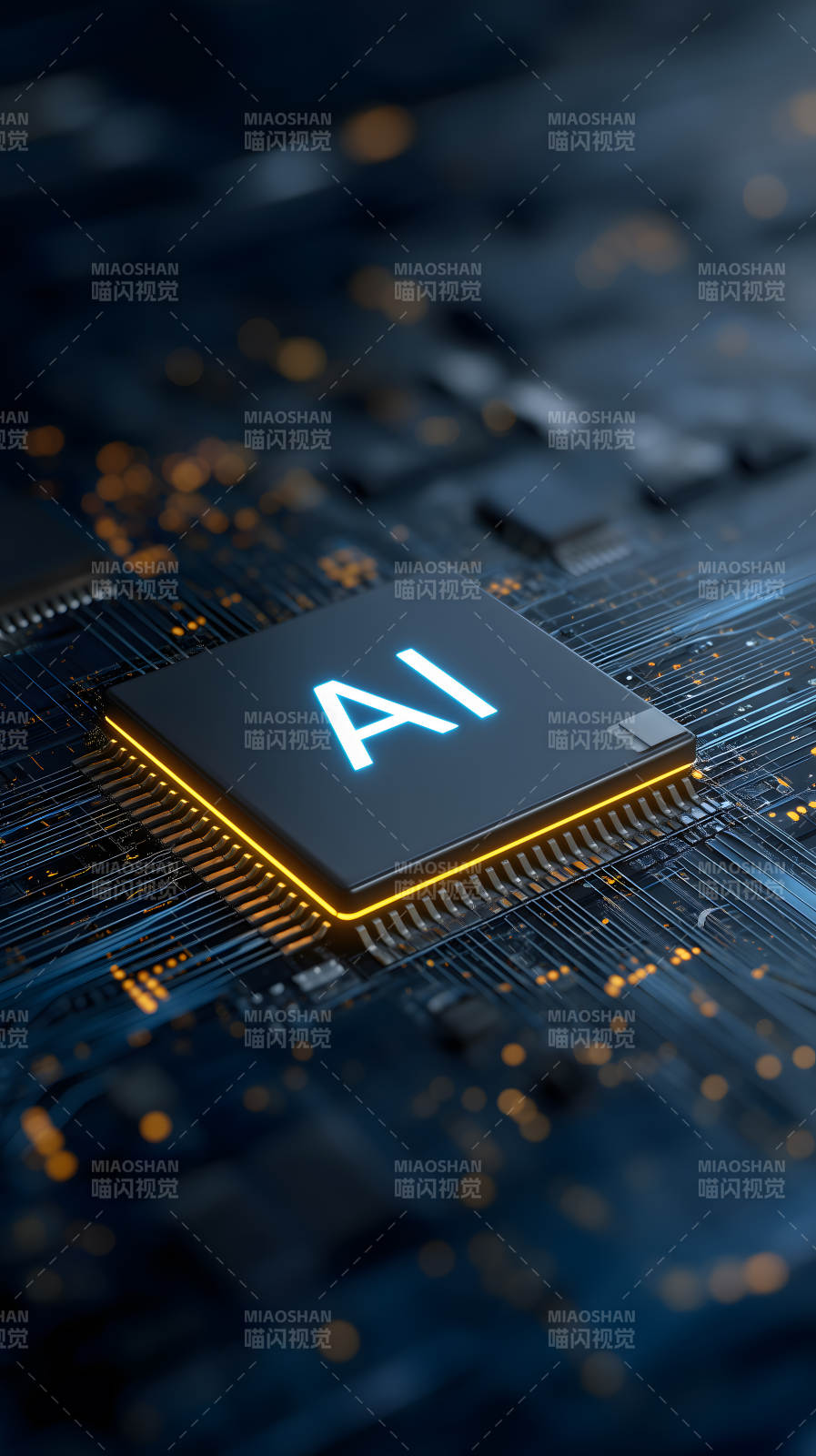 AI芯片特写细节呈现图片