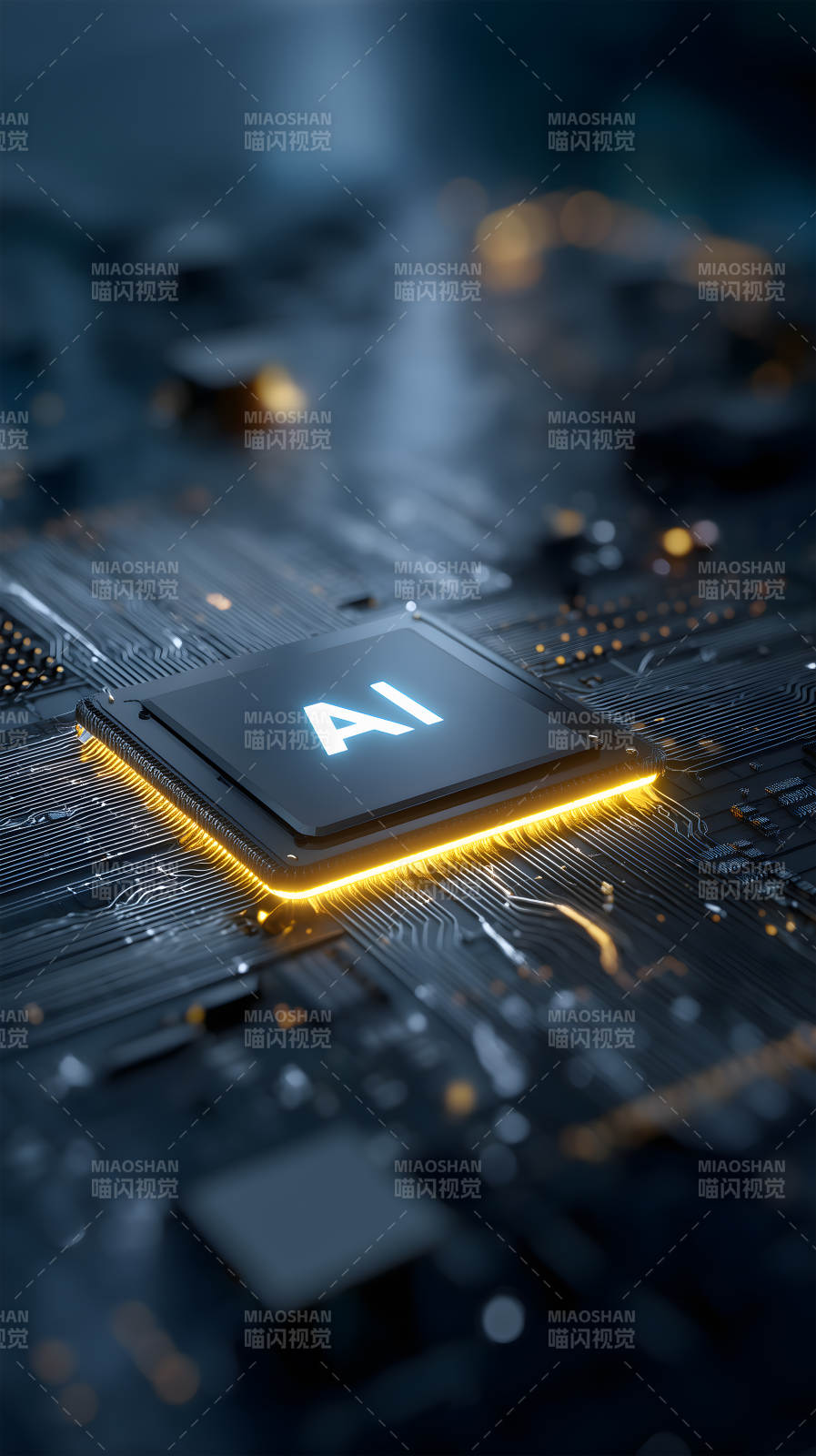 AI芯片特写电路板图片
