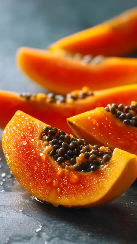 鲜美多汁的木瓜特写图片