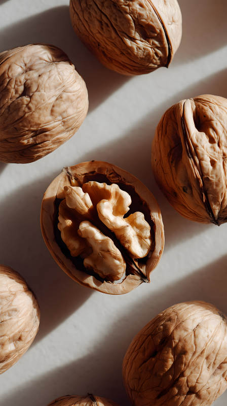 核桃特写纹理光影图片