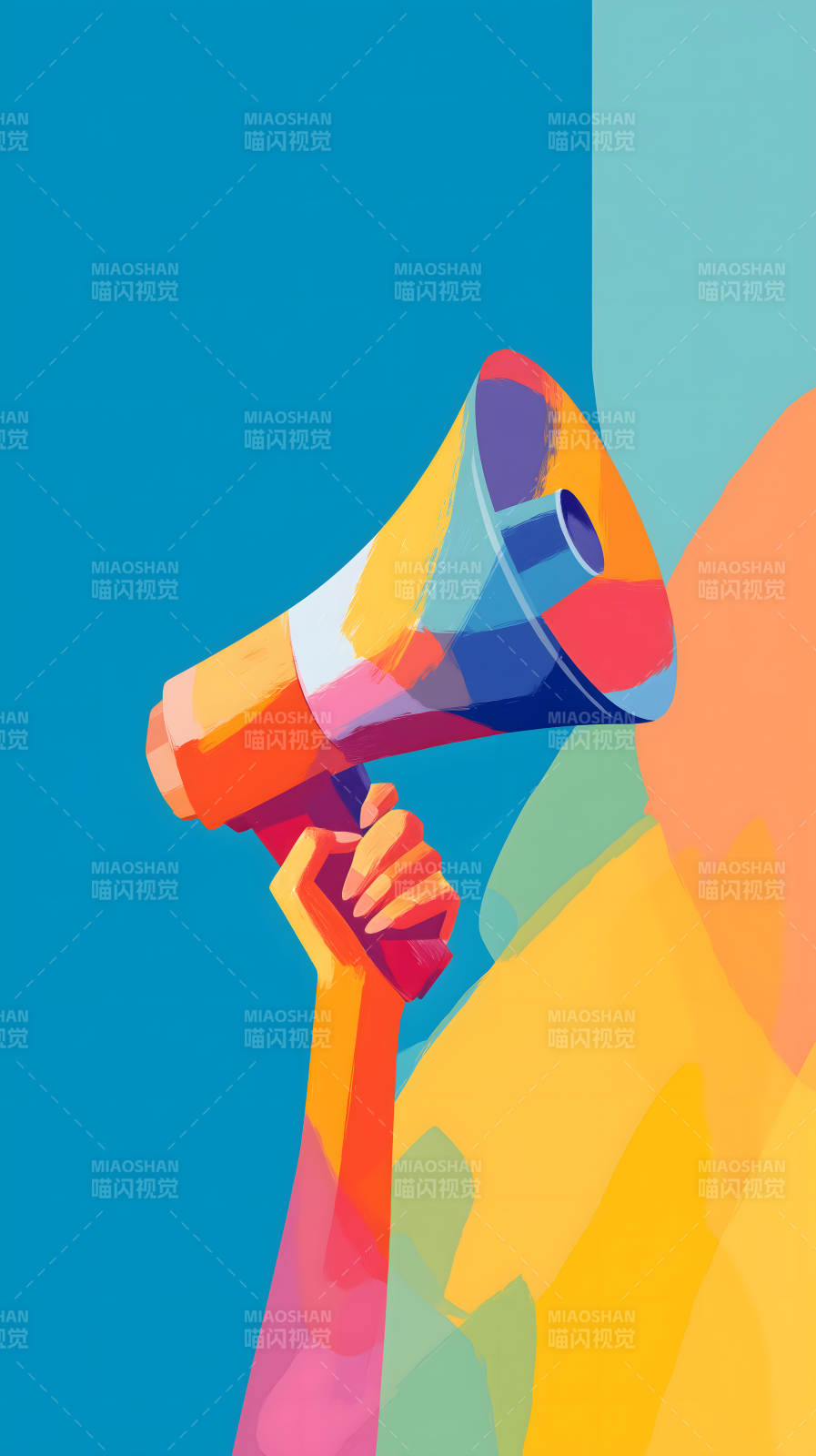 举起扩音器呐喊图片