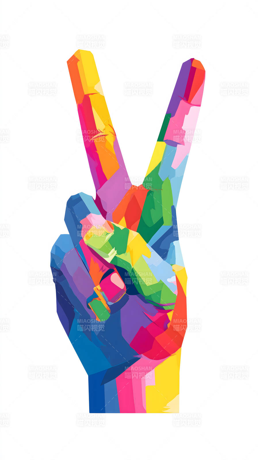 彩色手势比和平图片