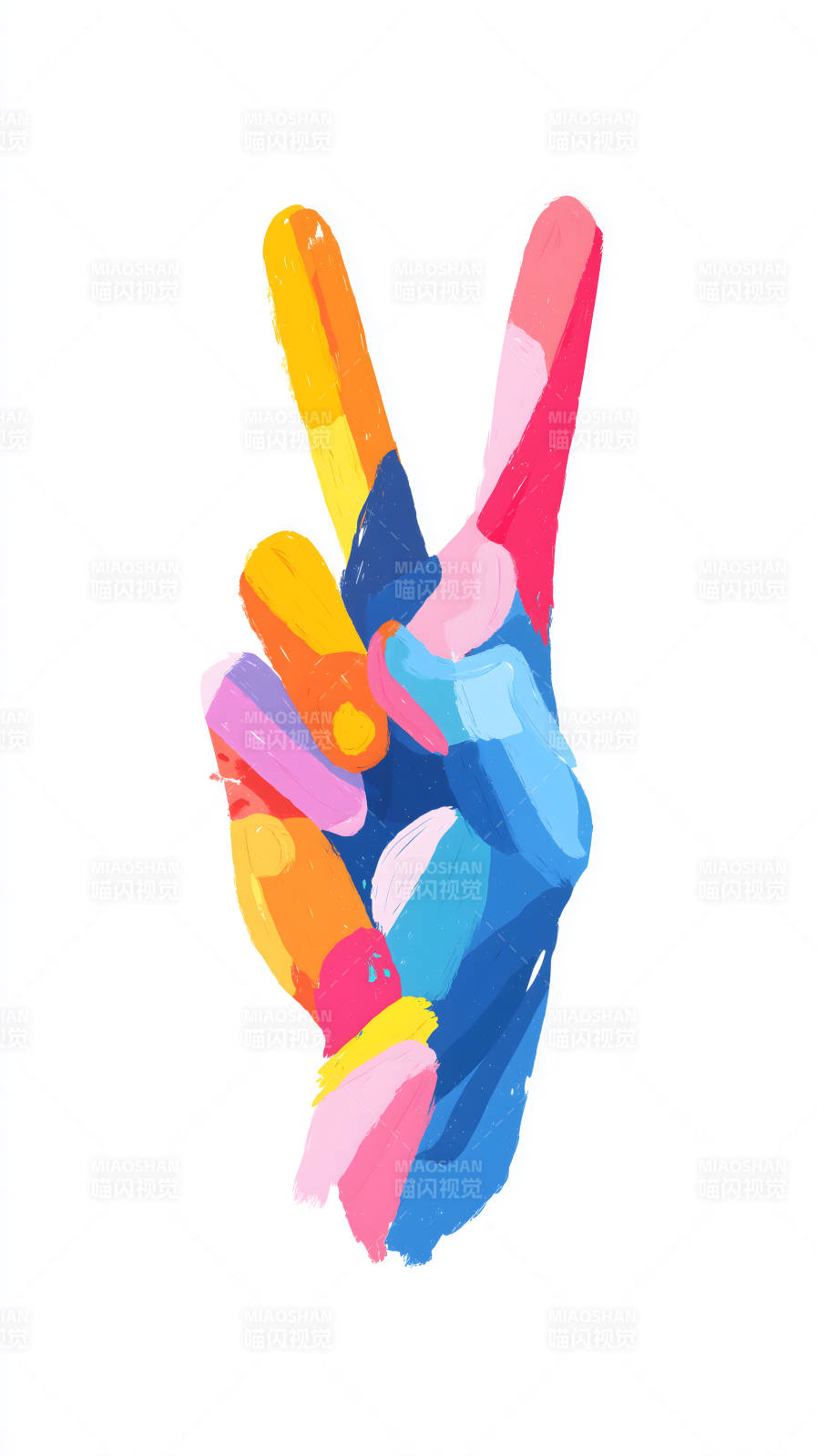 彩色手势比V图片