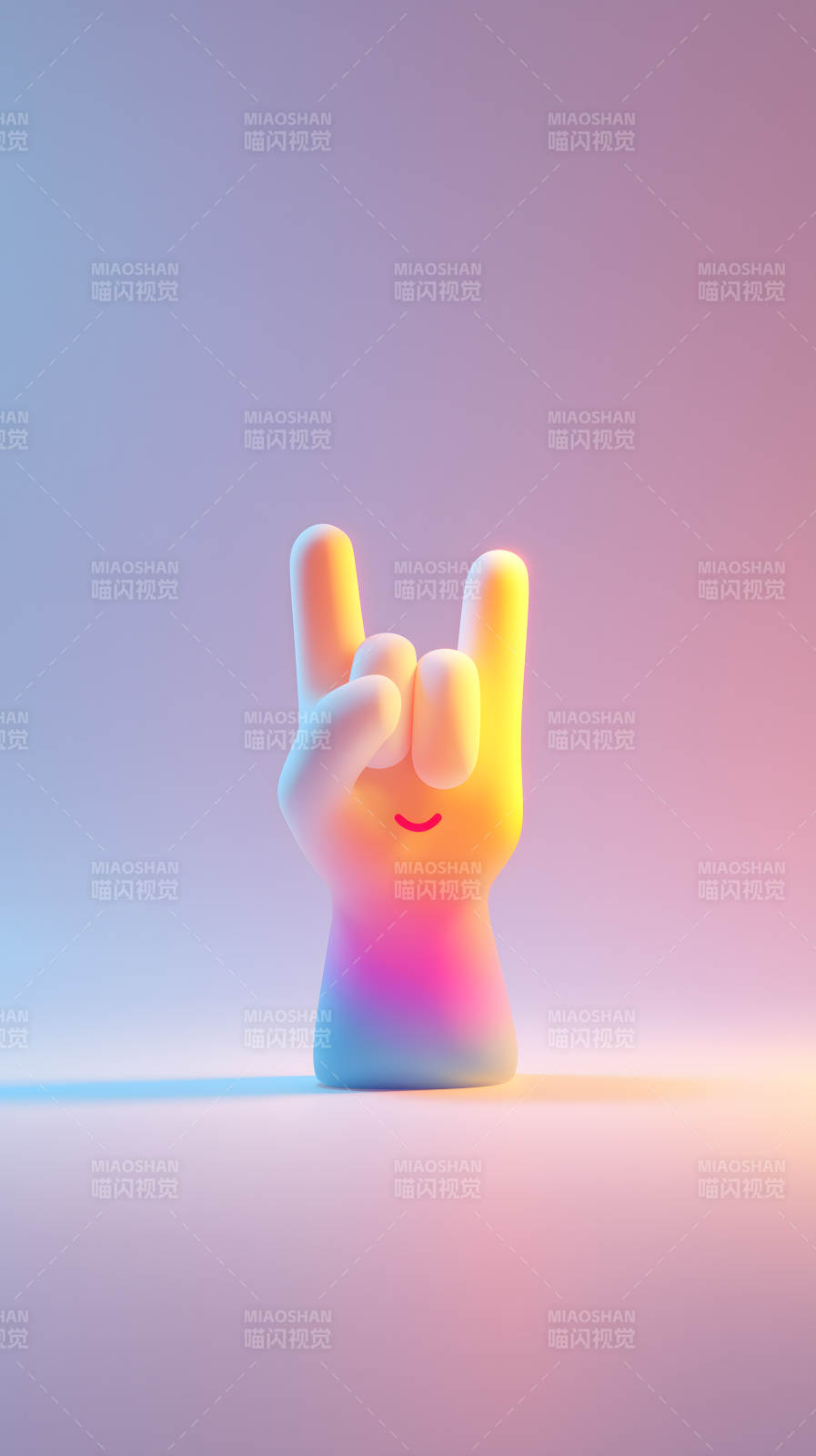 手势玩偶彩虹光影图片