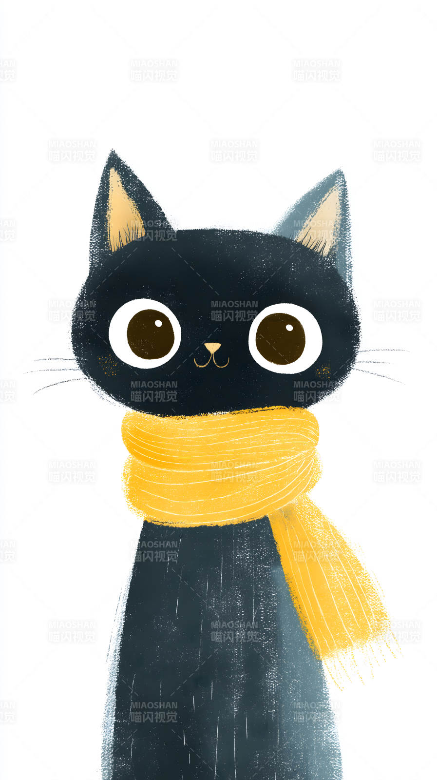 可爱黑猫戴围巾图片