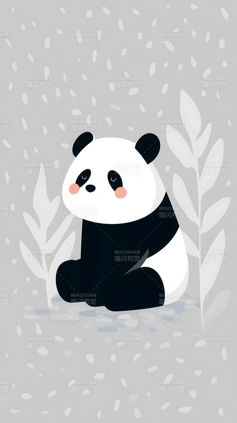 熊猫可爱灰底图图片