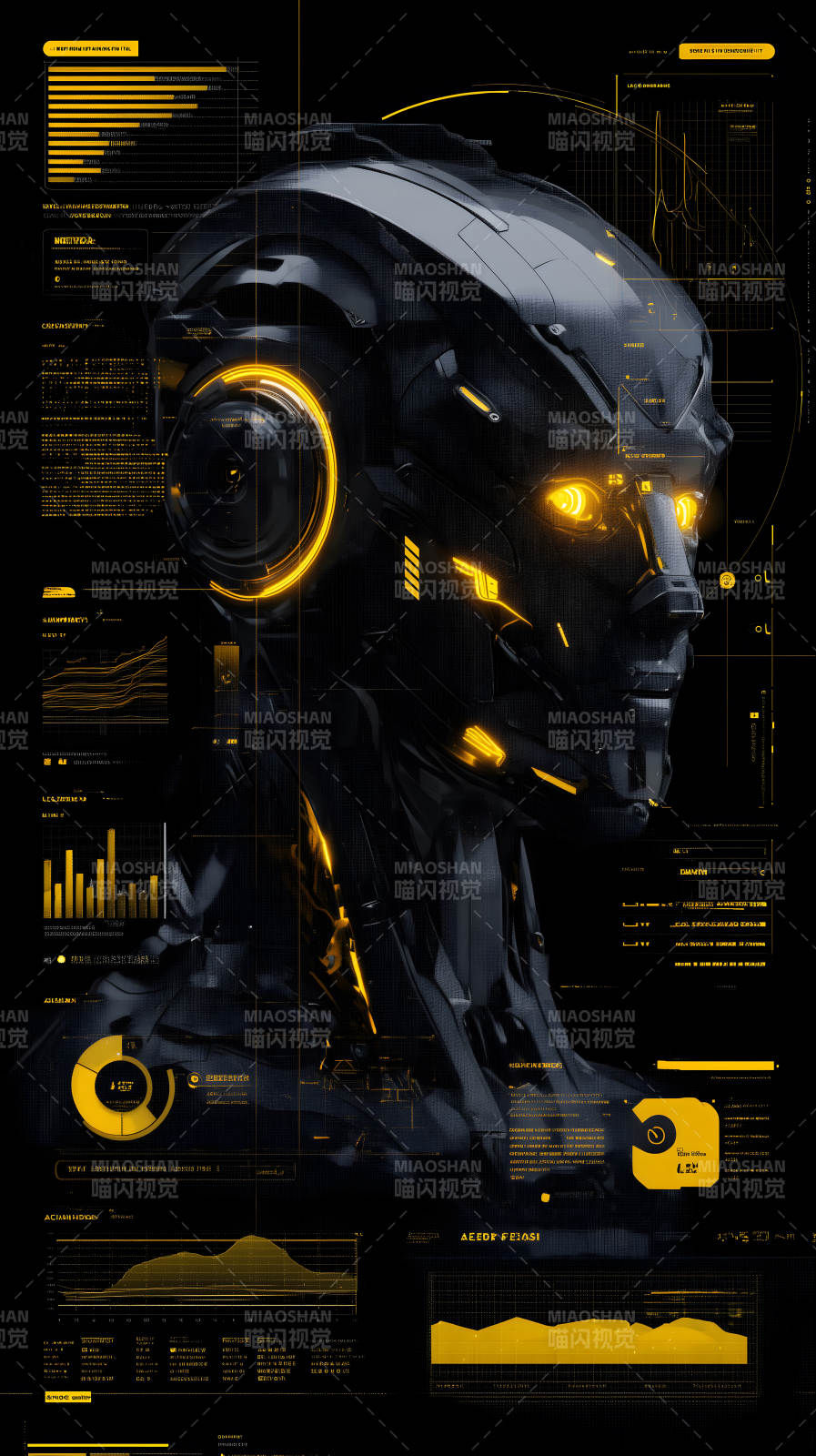 赛博朋克机械人头图像图片