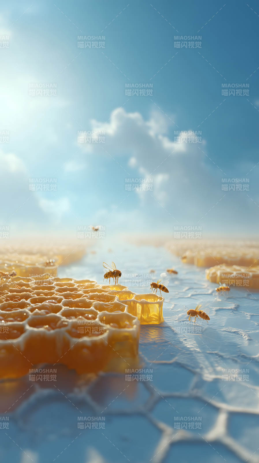 蜂巢世界湛蓝天空图片