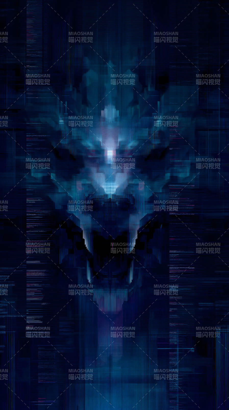 蓝色抽象动物头像图片