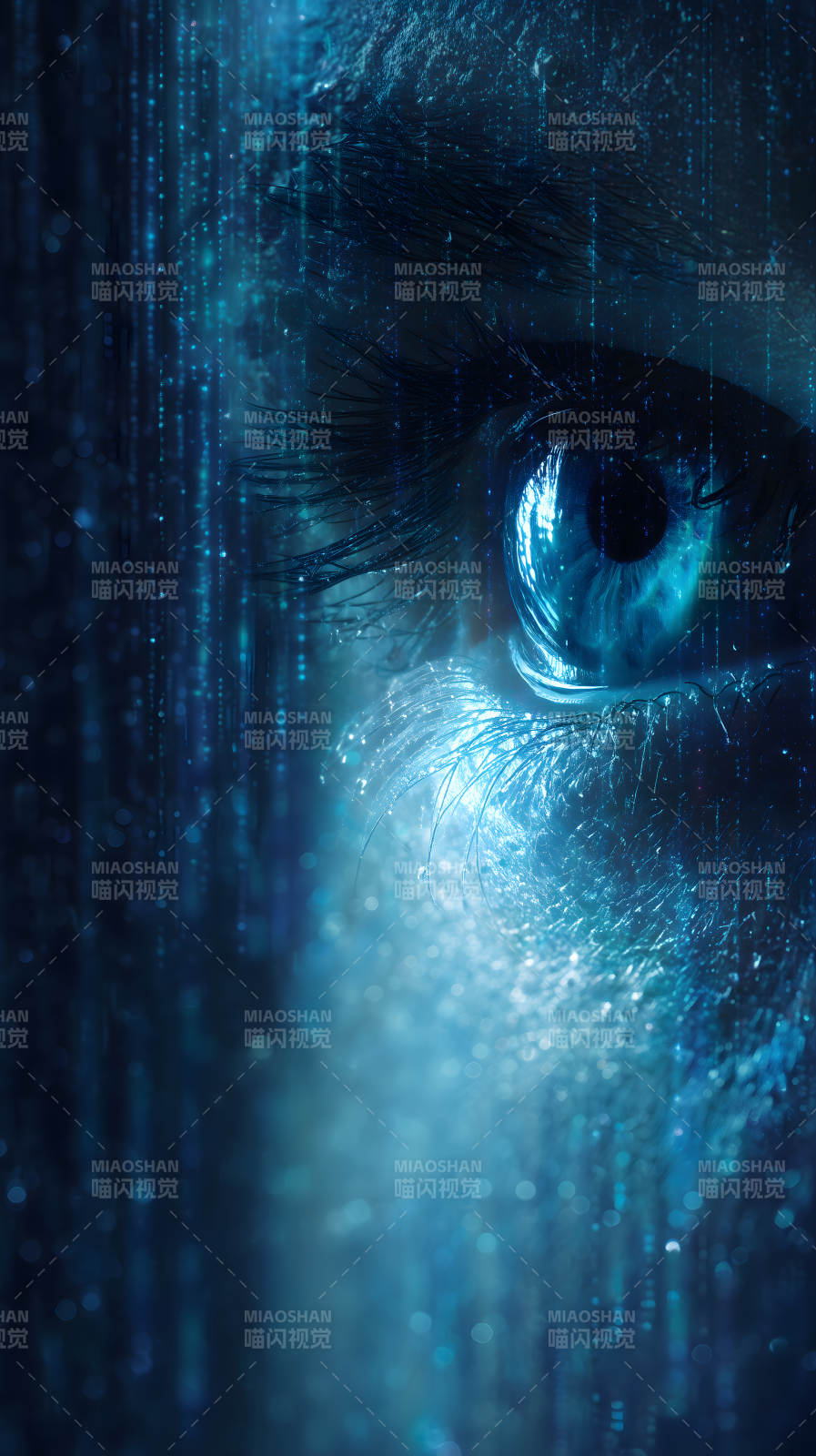 蓝色眼睛与代码图片