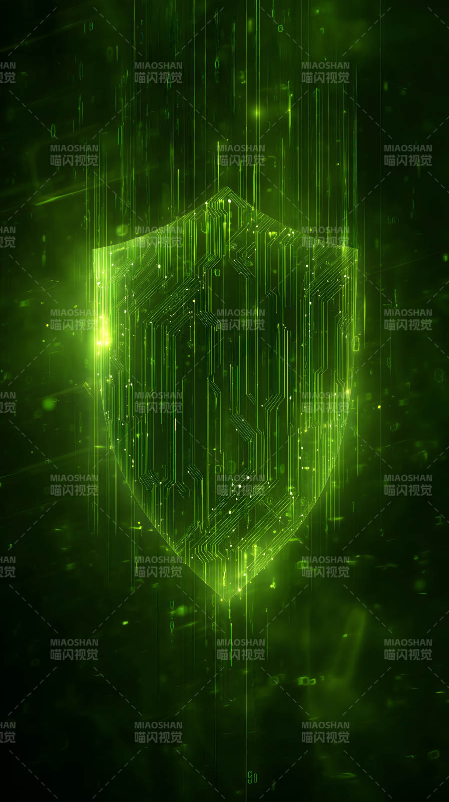 绿色科技盾牌保护数据图片