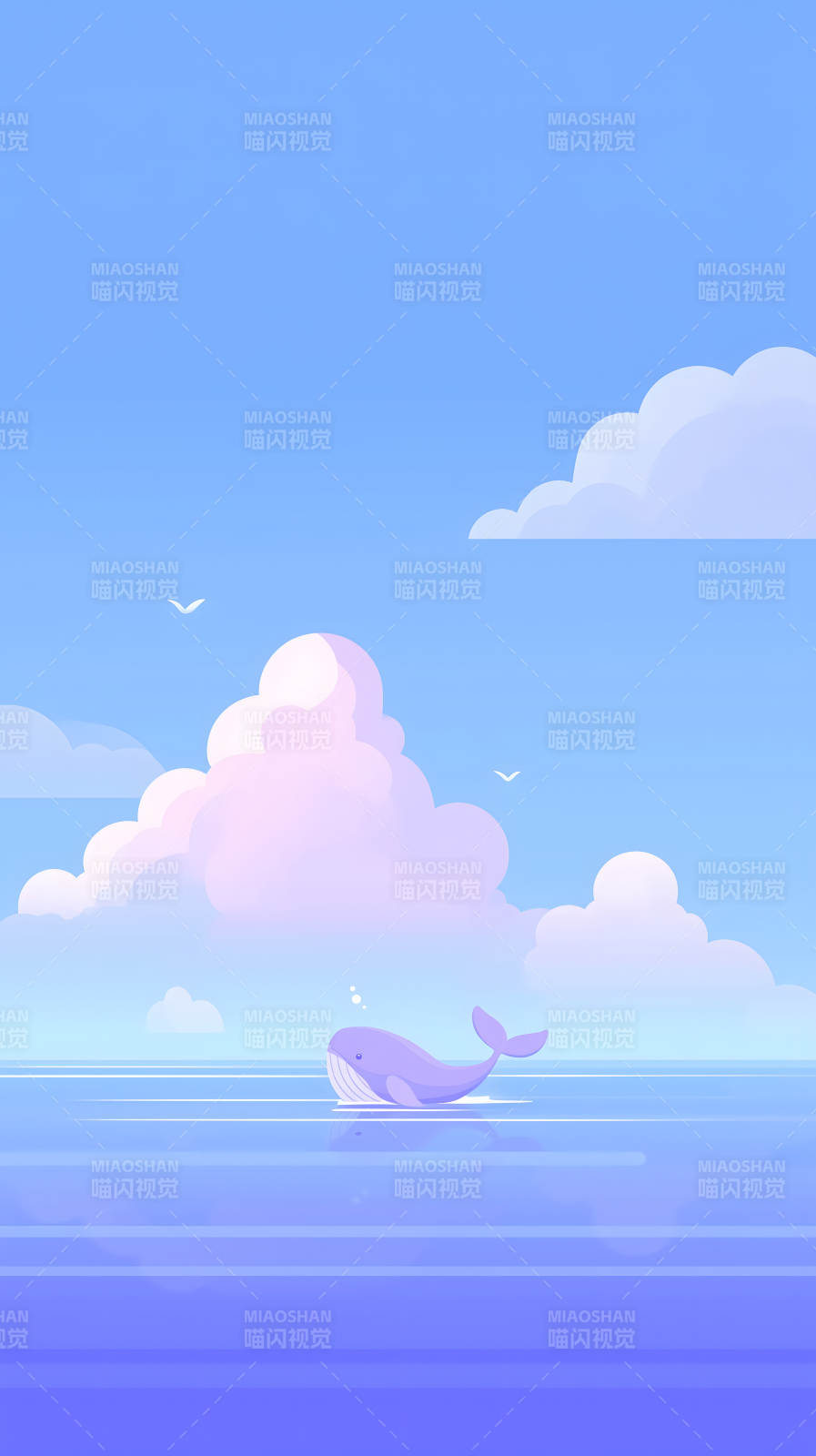 鲸鱼浮现海面天空图片