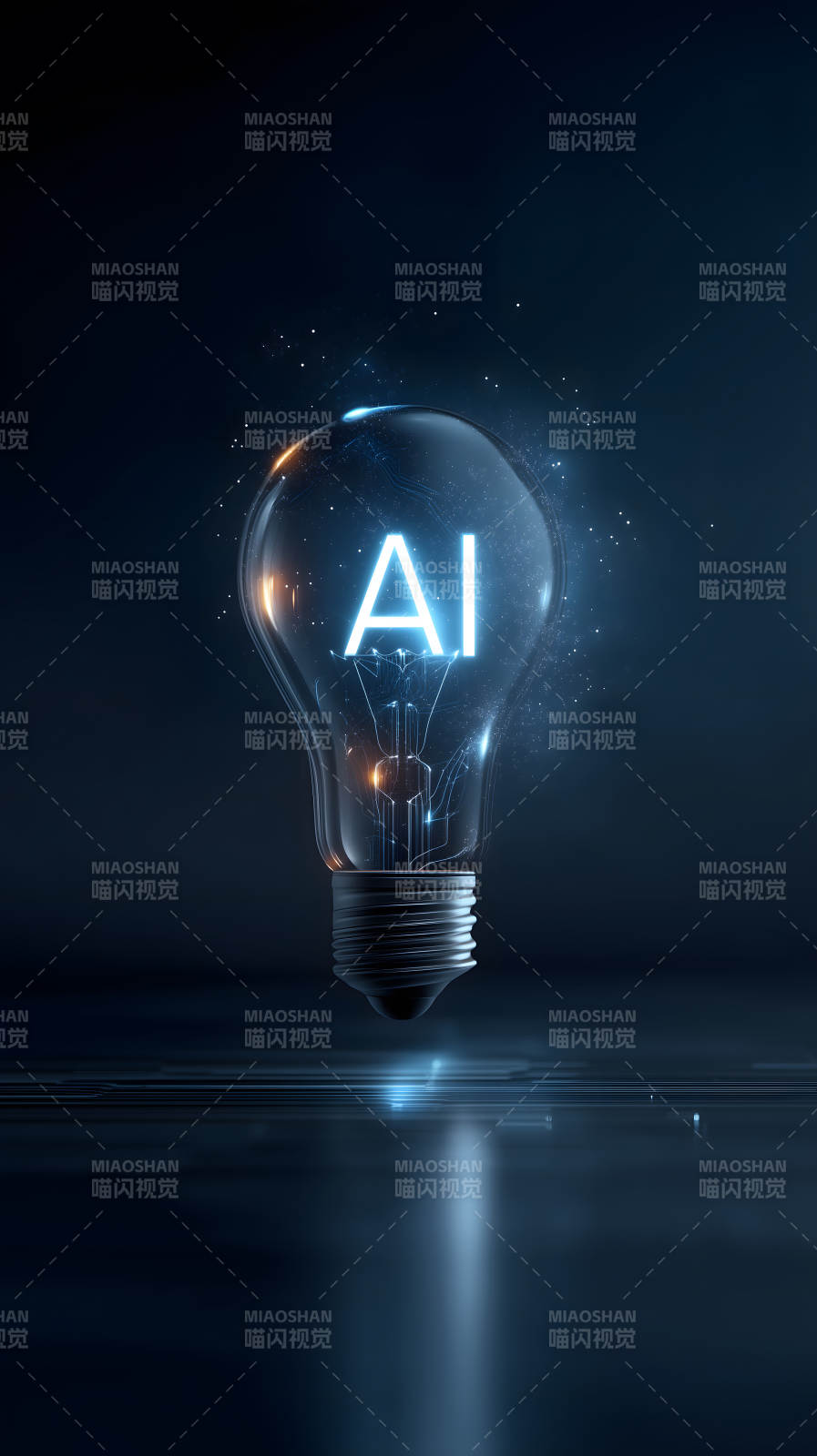 AI创意灯泡科技感图片