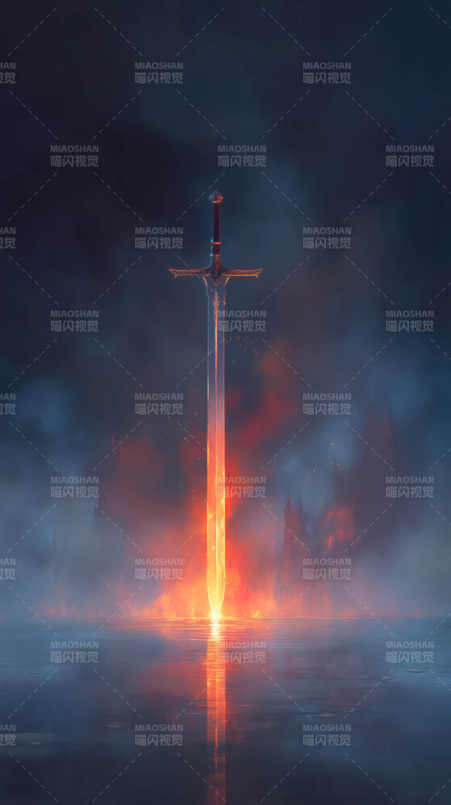 火焰之剑闪耀光芒图片