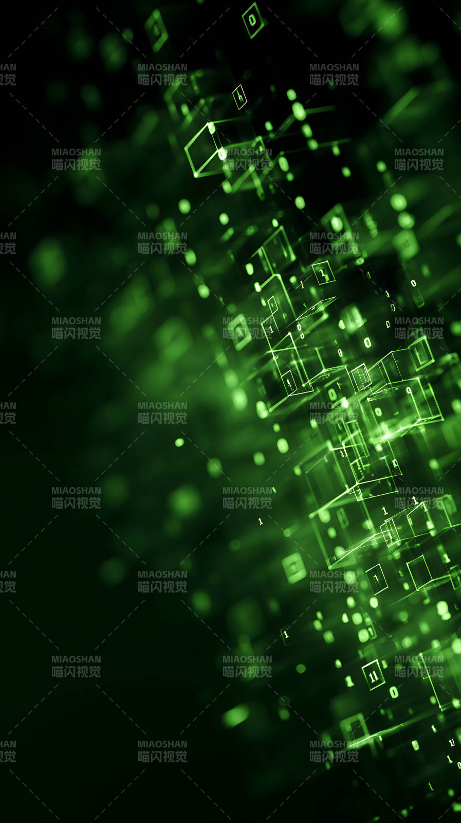 绿色数据流科技感壁纸图片