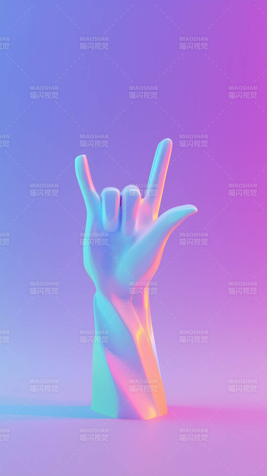 手势雕塑梦幻光影图片