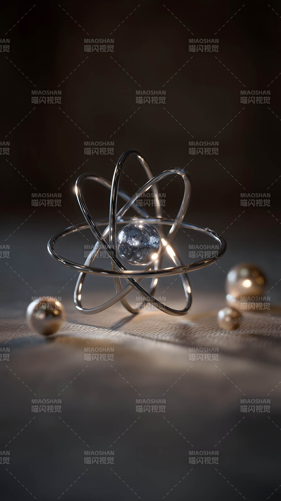 金属原子模型特写图片