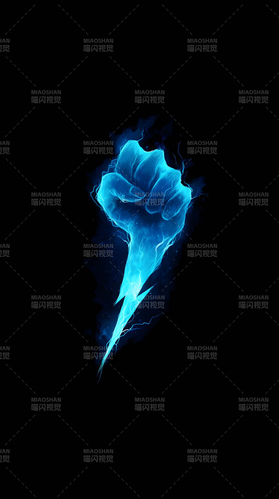 蓝色闪电拳头图片